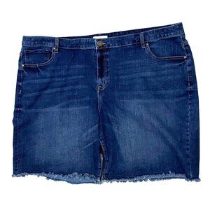 Lane Bryant Mid Rise Boyfriend Bermuda Shorts Womens Size 26‎ Blue Jean Denim